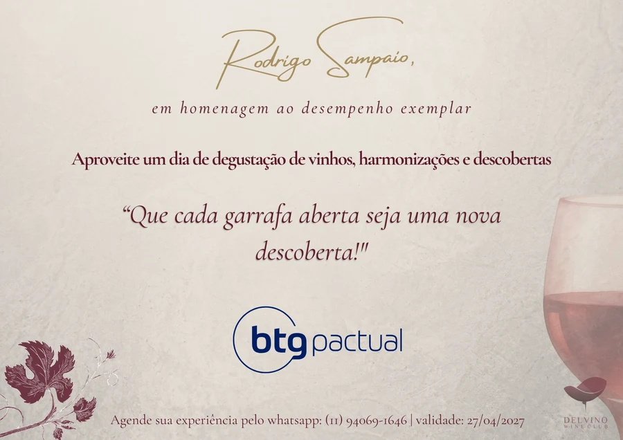Modelo de voucher Del Vino — presente corporativo personalizado